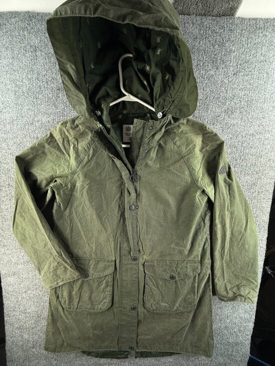 Barbour Jackets & Blazers - Barbour Updrift Lightweight 4oz Wax Waxed Jacket Women Full Zip Green Hooded 6